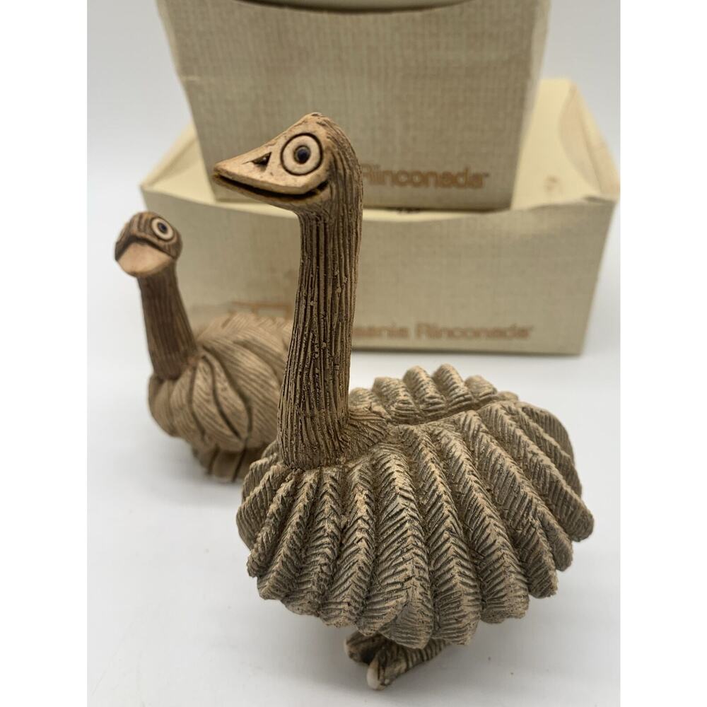 VTG Artesania Rinconada Ostrich Emu Figurine Retired #96 #10 Signed Set 2 Box - Picture 2 of 6
